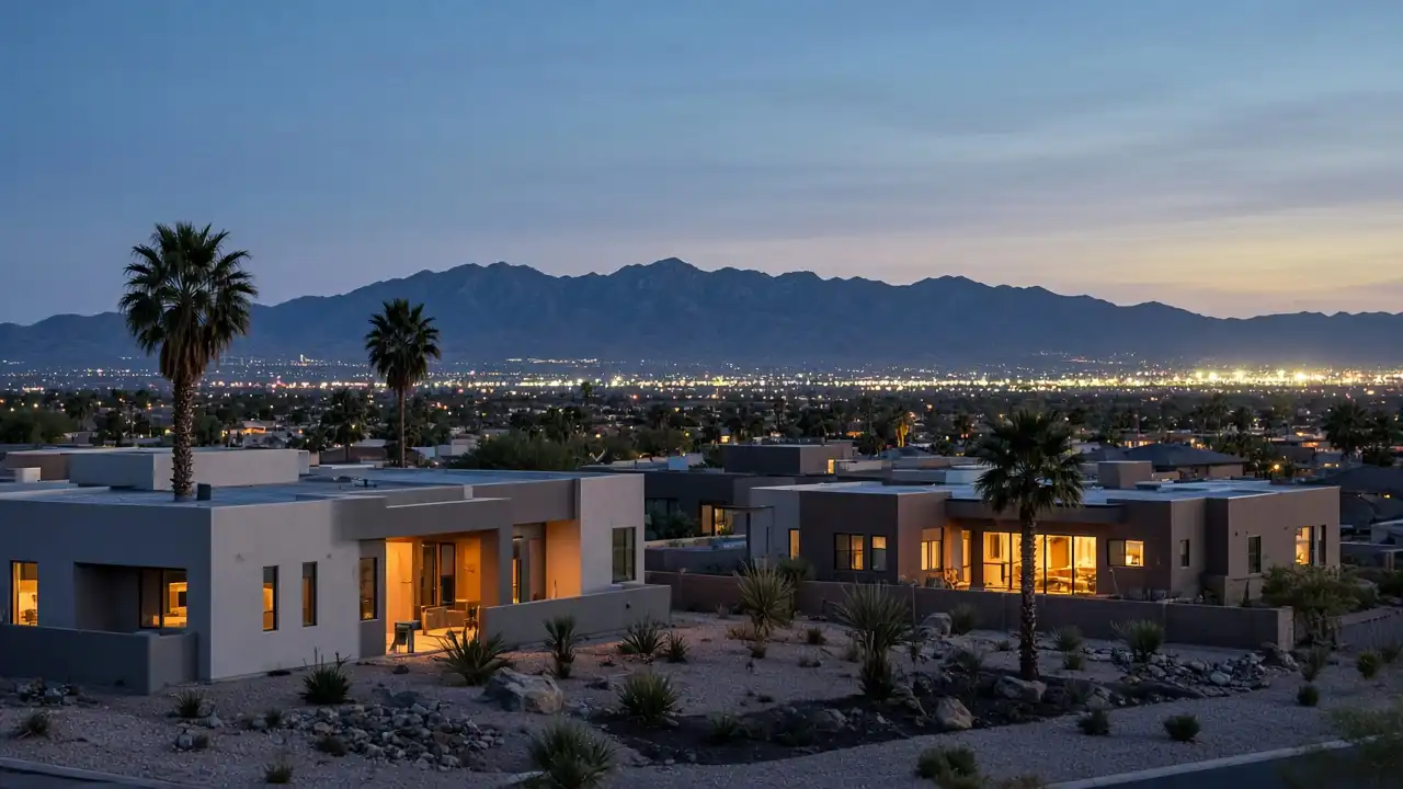 Las Vegas valley homes at dusk